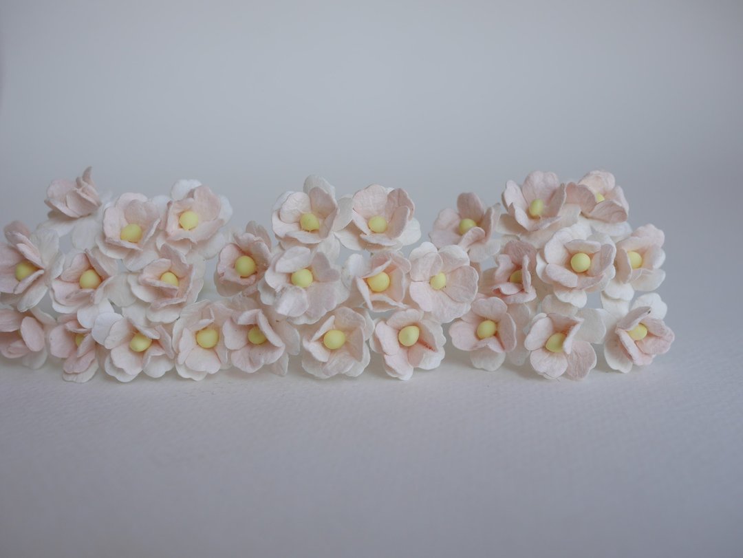 纸花，用品，100 件。绣球花纸，尺寸1.5厘米，粉白色 - 其他 - 纸 白色