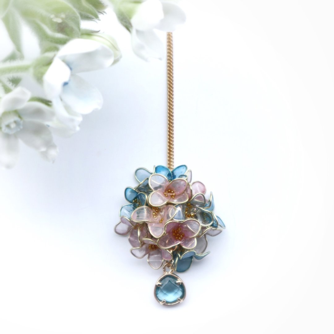 necklace Pink & blue - 项链 - 其他材质 粉红色