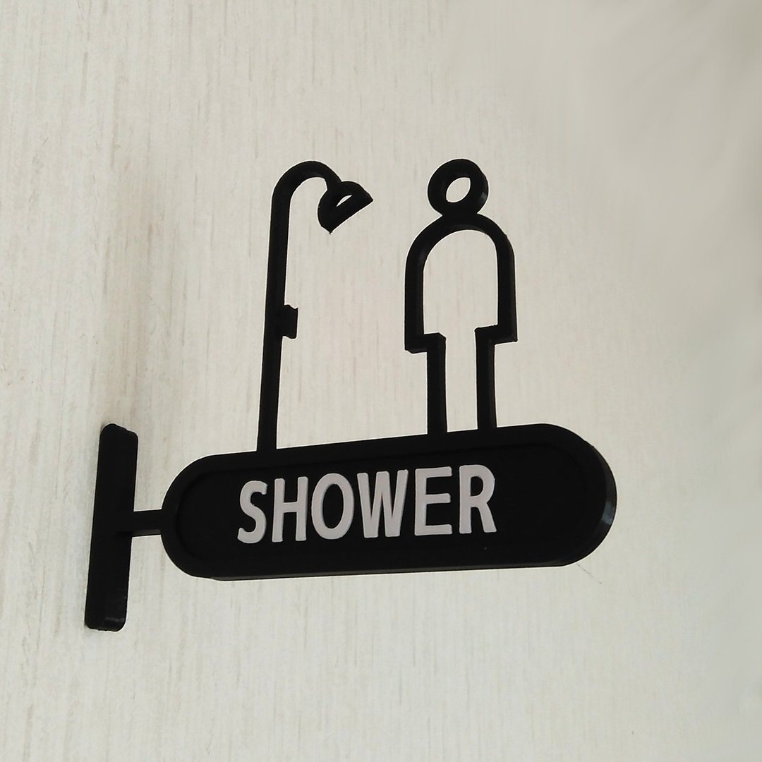 Shower room Sign,WC Sign,Bathroom Sign,Toilet Sign,Room Sign - 墙贴/壁贴 - 塑料 黑色