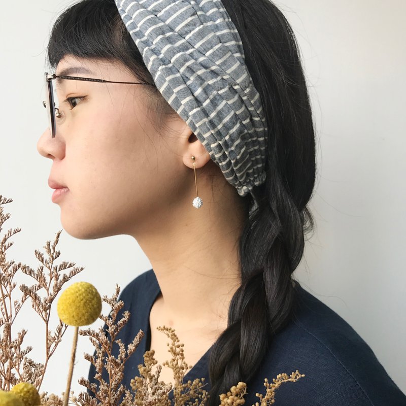 NEW / 气质法国灰刺刺小松果球垂坠夹式耳环 - 耳环/耳夹 - 粘土 灰色