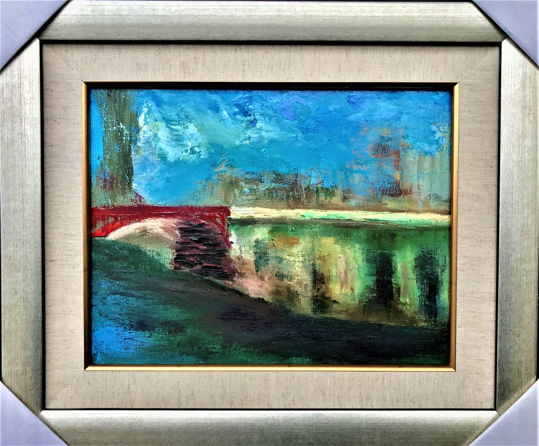 手工油画 运河风情 包邮  挂画 壁画 装饰画 疗愈画 画刀技法油画 - 海报/装饰画/版画 - 棉．麻 多色