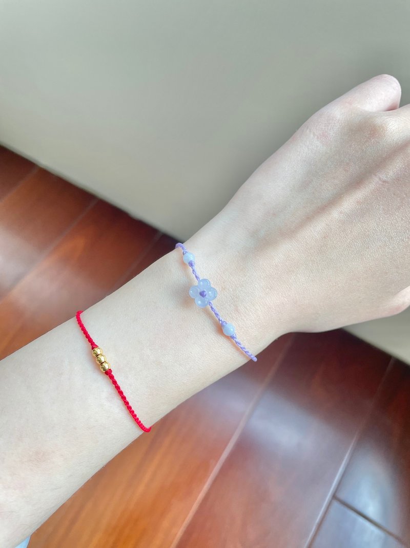 梦幻冰粉紫小桂花老坑正冰种水翡翠手绳 - 手链/手环 - 玉石 