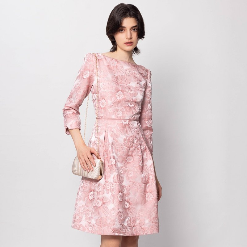 【MEDUSA】优雅淡粉缇花喜宴小礼服(M-XL) | 礼服洋装 妈妈礼服 - 晚装/礼服 - 聚酯纤维 粉红色