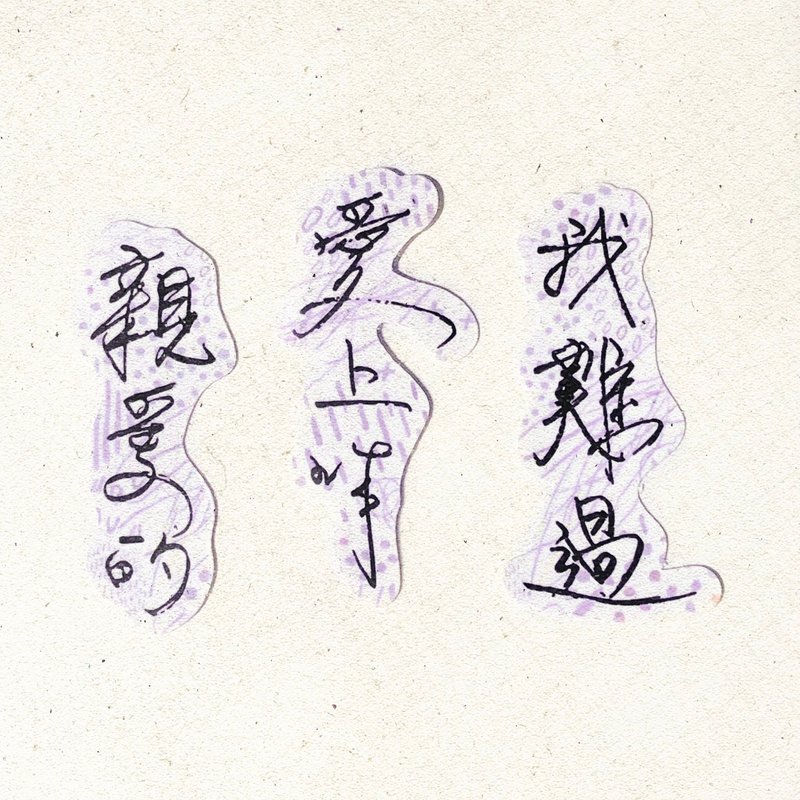 暖暖手写字 | 亲爱的爱上你我难过 I 柔雾透明贴纸 线条底纹 文字 - 贴纸 - 纸 