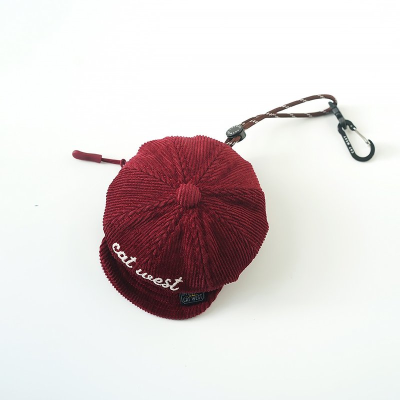 猫西CATWEST原创设计灯芯绒八角帽零钱包挂饰迷你收纳包耳机包新 - 皮夹/钱包 - 棉．麻 