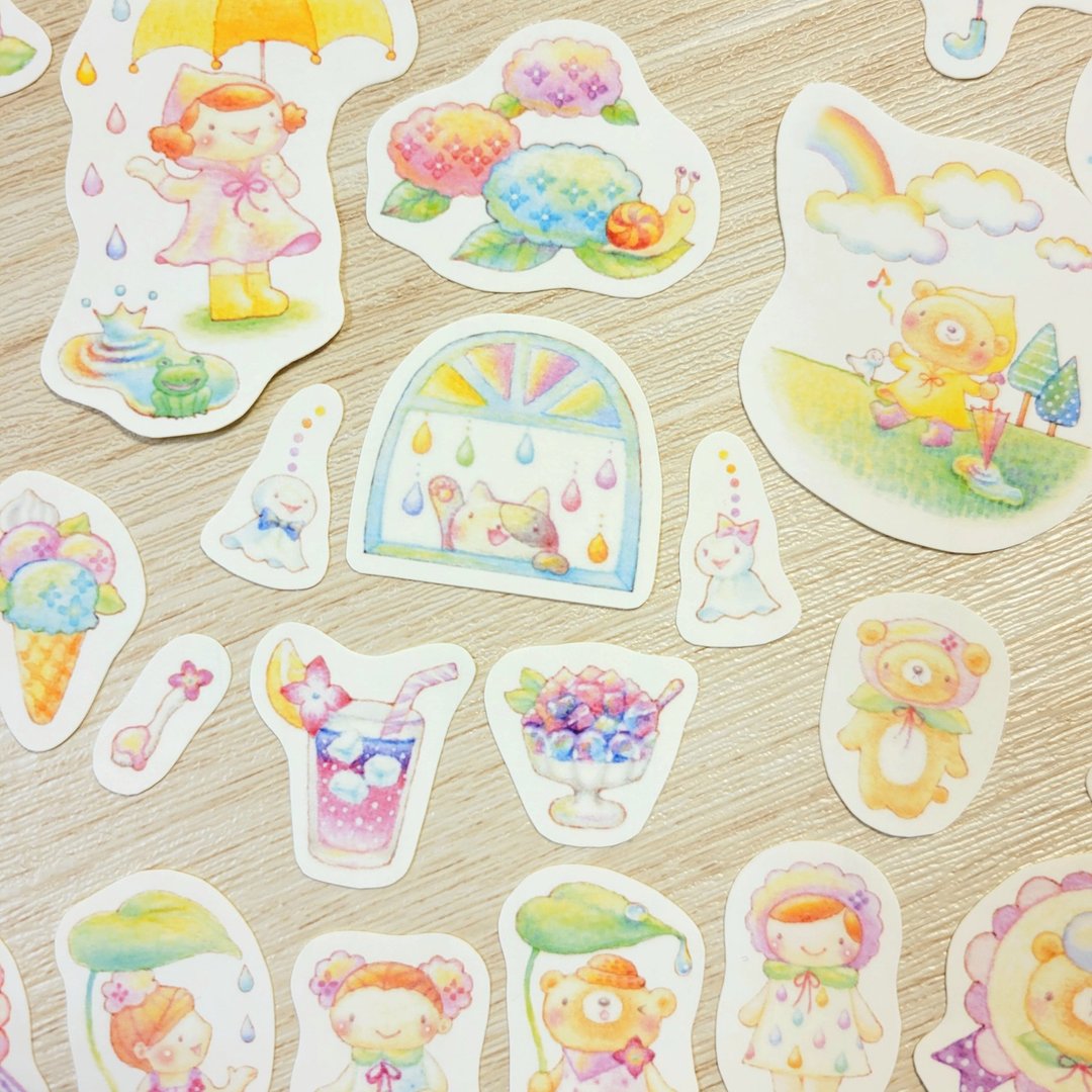 梅雨时节插画 点点贴纸 - 贴纸 - 纸 白色