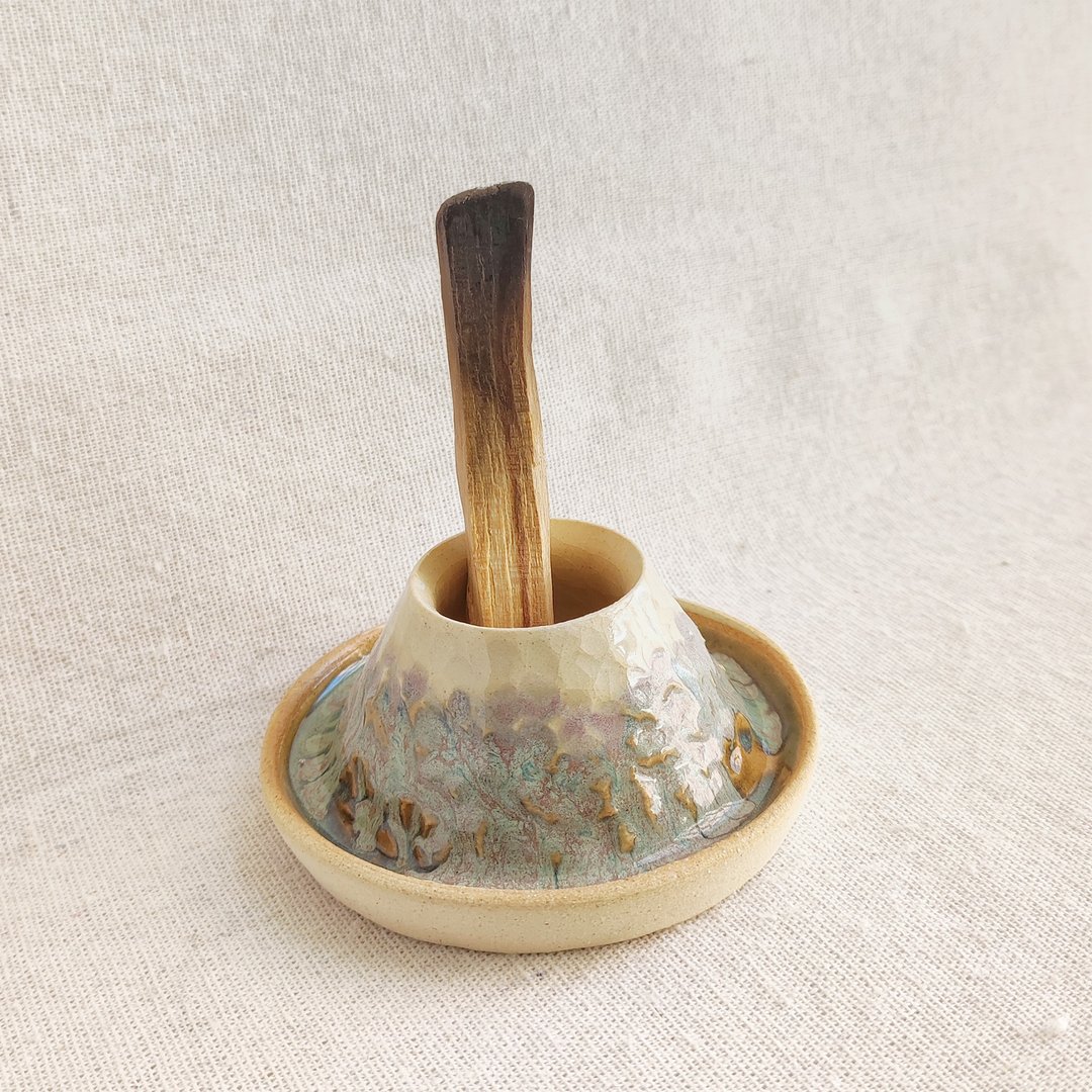 山形陶瓷薰香座 / 线香座  - 富士山 - 香薰/精油/线香 - 陶 蓝色