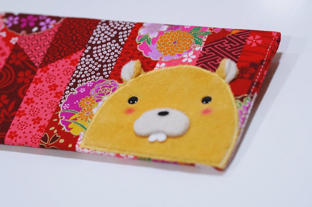 Bucute长-黄金马林鼠新年布红包袋/招财/限量/鼠/100%手工 - 红包/春联 - 其他人造纤维 红色