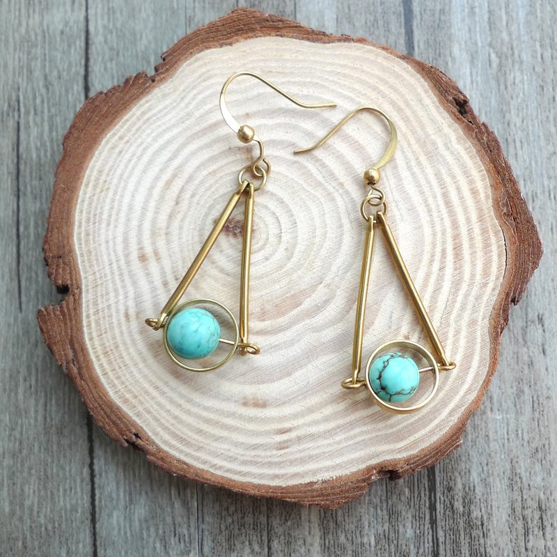 Misssheep- BN08守护星球 黄铜绿松石耳环  (耳夹 / 耳夹) - 耳环/耳夹 - 其他金属 