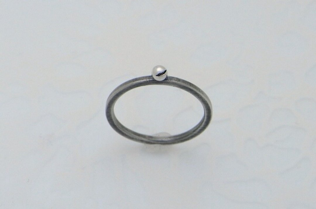 smile ball pico ring_2 ( s_m-R.43) 微笑 笑 銀 環 戒指 指环 疊環 jewelry sterling silver - 戒指 - 纯银 银色