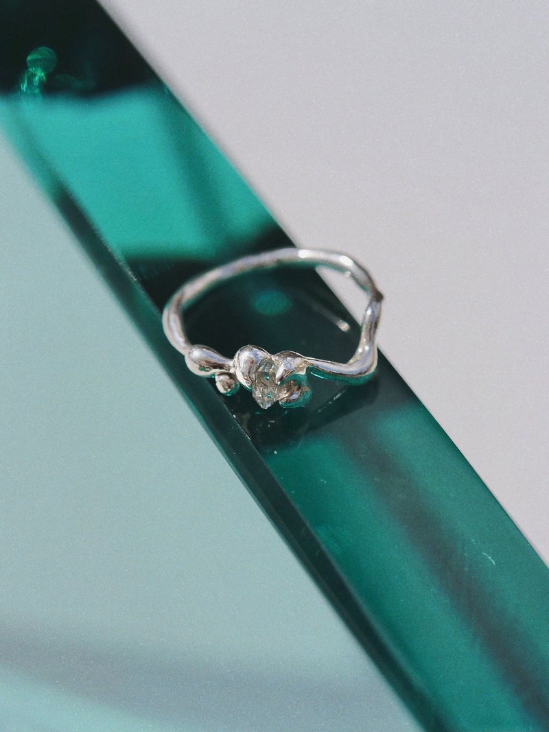 Inclusions Herkimon ring 赫基蒙包裹体戒指 - 戒指 - 纯银 银色