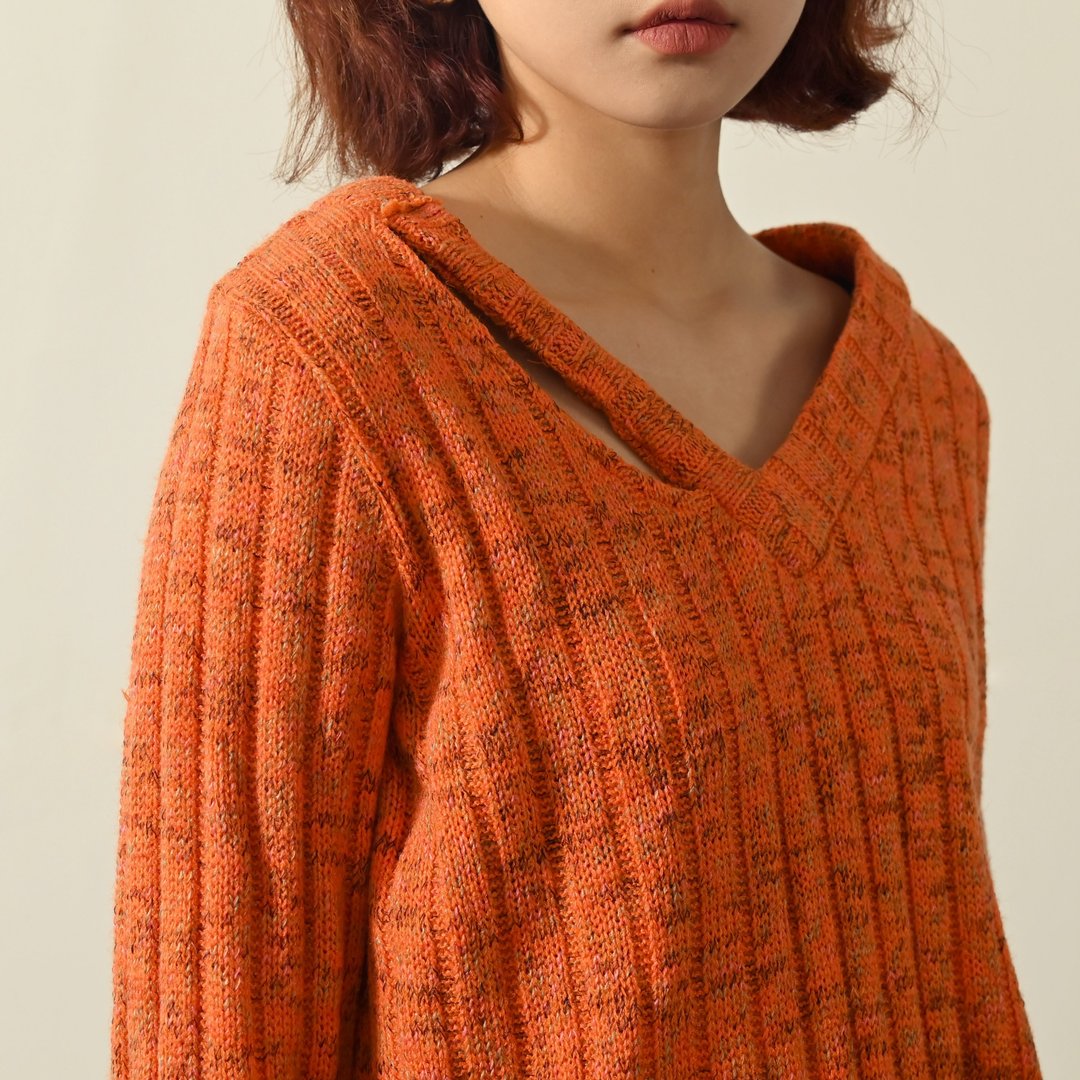 【NaSuBi Vintage】Upcycling镂空设计色线混纺古着毛衣 - 女装针织衫/毛衣 - 其他人造纤维 