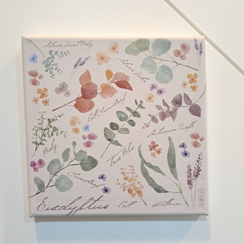 【Flora原创设计】草叶集_尤加利 | 20×20CM 无框画 - 海报/装饰画/版画 - 棉．麻 多色