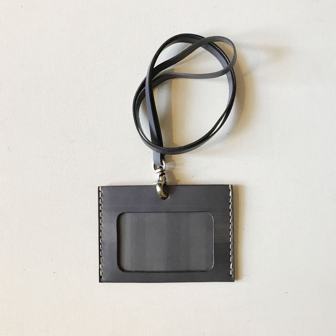 识别证卡套+颈带_横式_双卡层_灰蓝_ID Holder - 证件套/卡套 - 真皮 多色