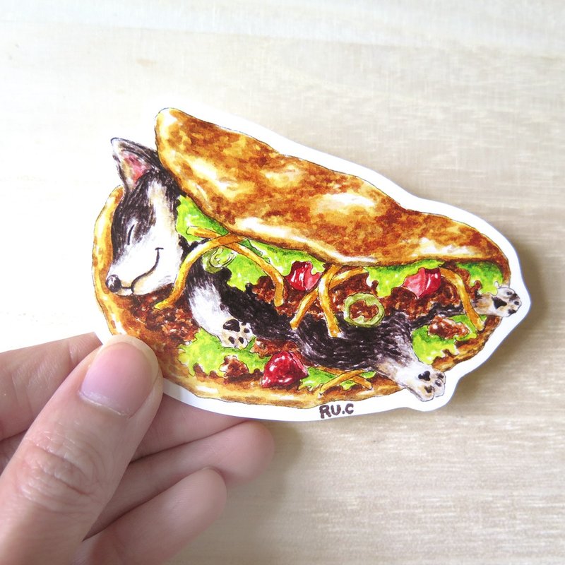 狗狗墨西哥馅饼 贴纸 - 贴纸 - 纸 蓝色
