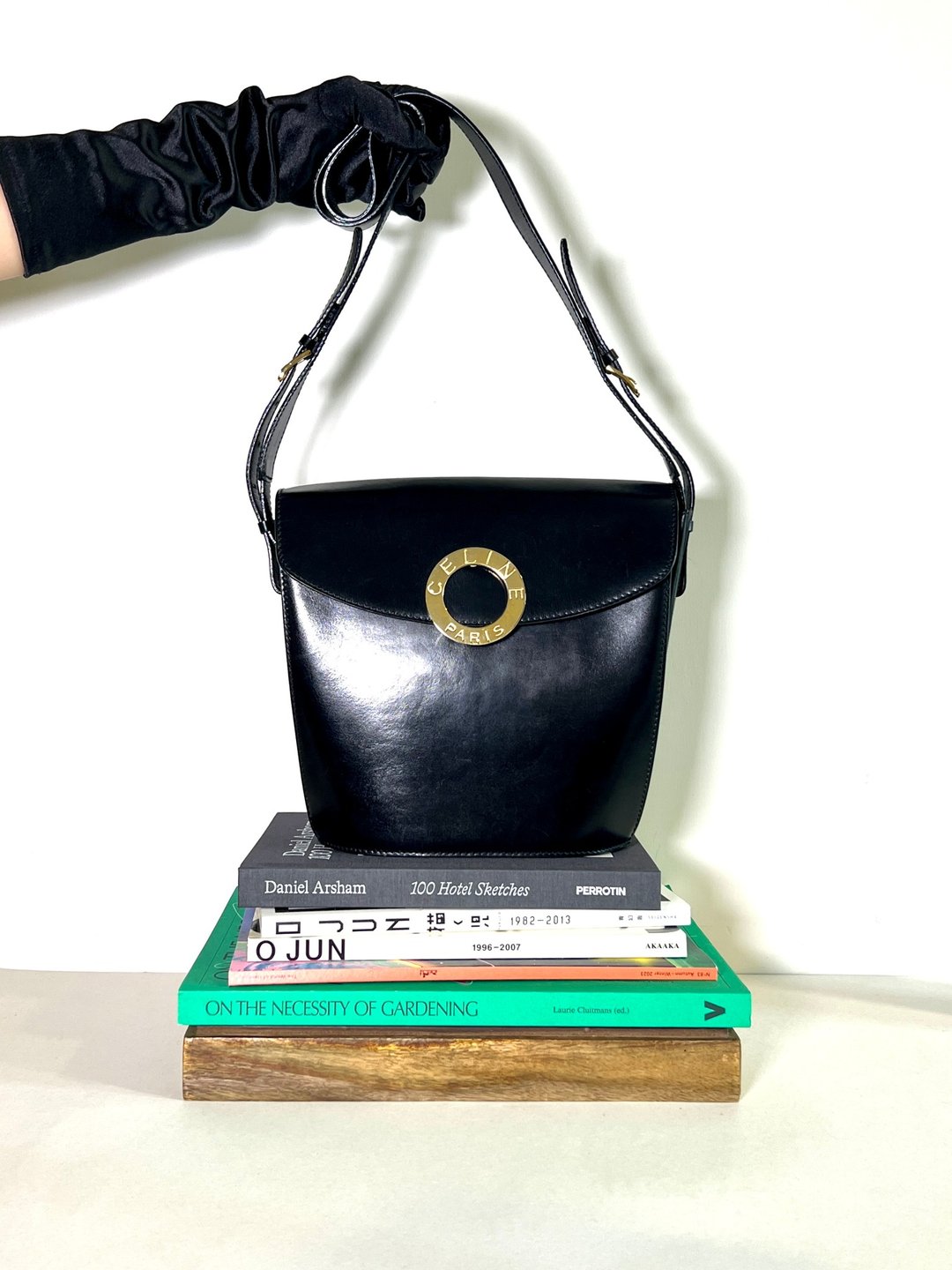 Celine黑色皮革薯条包水桶包侧肩斜孭背袋 日出中古二手vintage - 侧背包/斜挎包 - 真皮 黑色