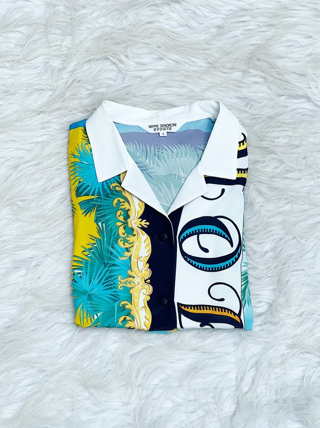 满版图腾周末休闲渡假时光 薄料衬衫上衣罩衫shirt vintage 古着 - 女装衬衫 - 聚酯纤维 多色