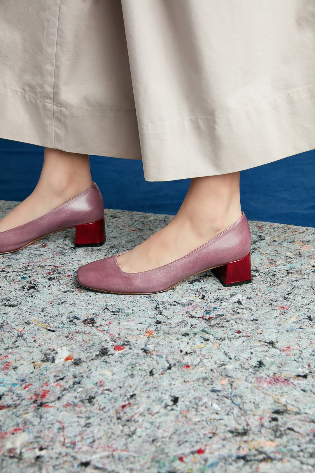 HTHREE 经典方头跟鞋/ 薰衣草 / 跟鞋 / Square Toe Heels - 高跟鞋 - 真皮 紫色