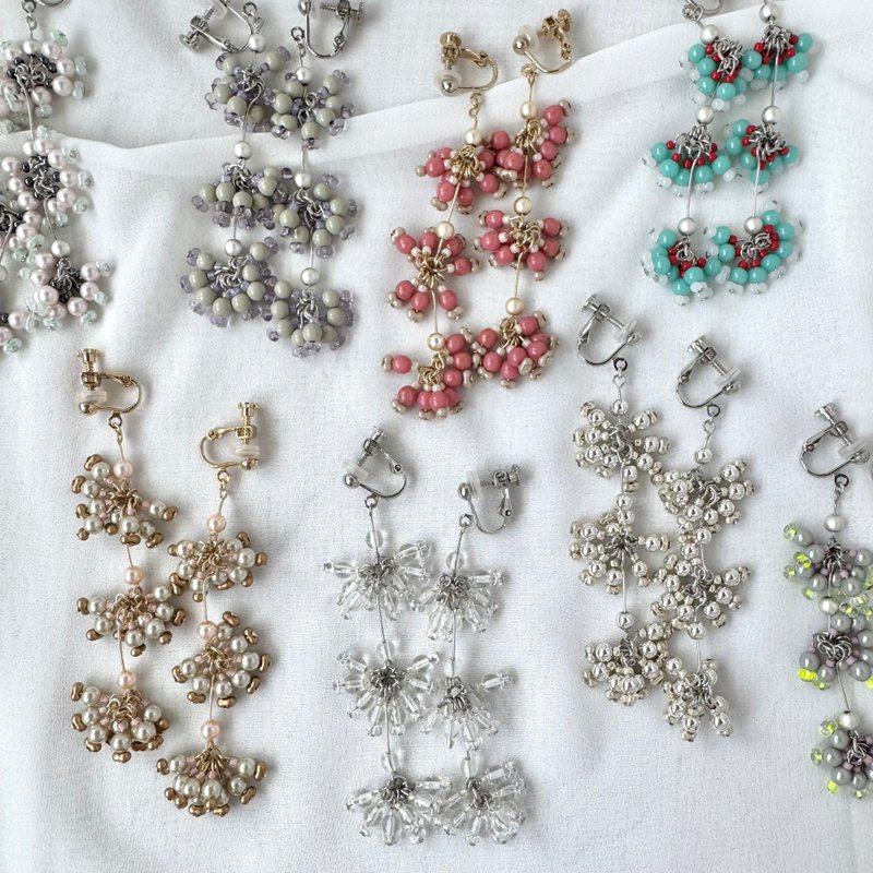 triple - 耳环/耳夹 - 玻璃 多色