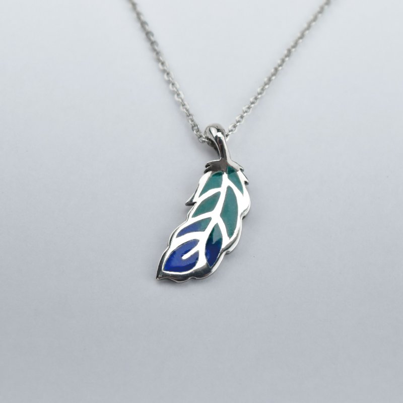 珐琅彩羽项链 - 项链 - 银 