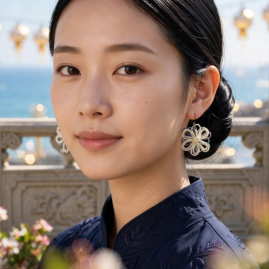 耳夹 在微醺的夜里【轻巧】使用手染线材。无论是浴衣、和服或日常穿搭皆适宜。 - 耳环/耳夹 - 其他金属 紫色