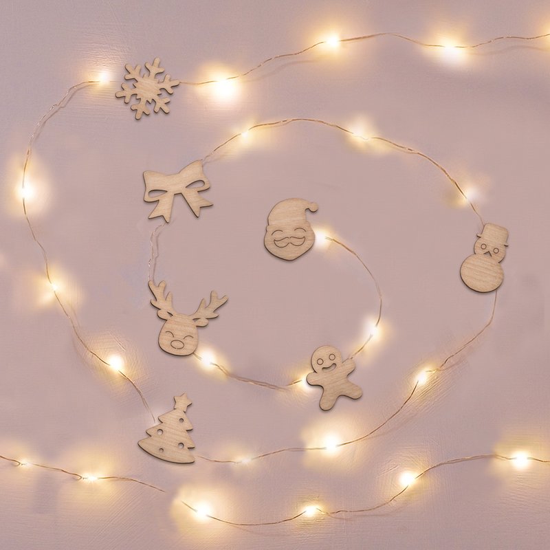 新版Xmas圣诞星空挂线灯+圣诞卡片组(长度5/10米  USB供电) - 其他 - 木头 卡其色