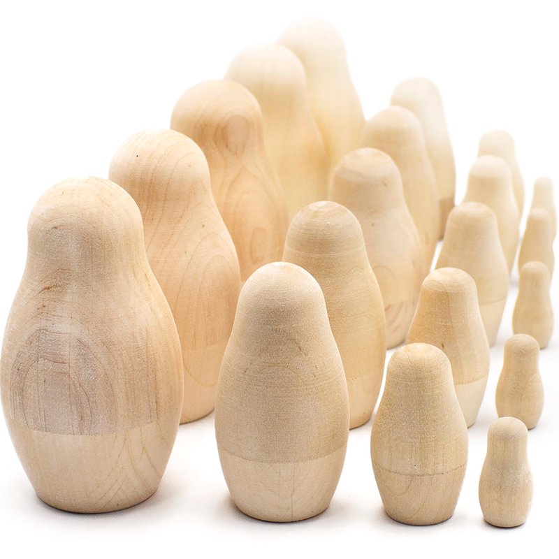 Blank Nesting Dolls Lot of 5 Sets by 4 pcs - Russian Nesting Dolls to Paint - 木工/竹艺/纸艺 - 木头 