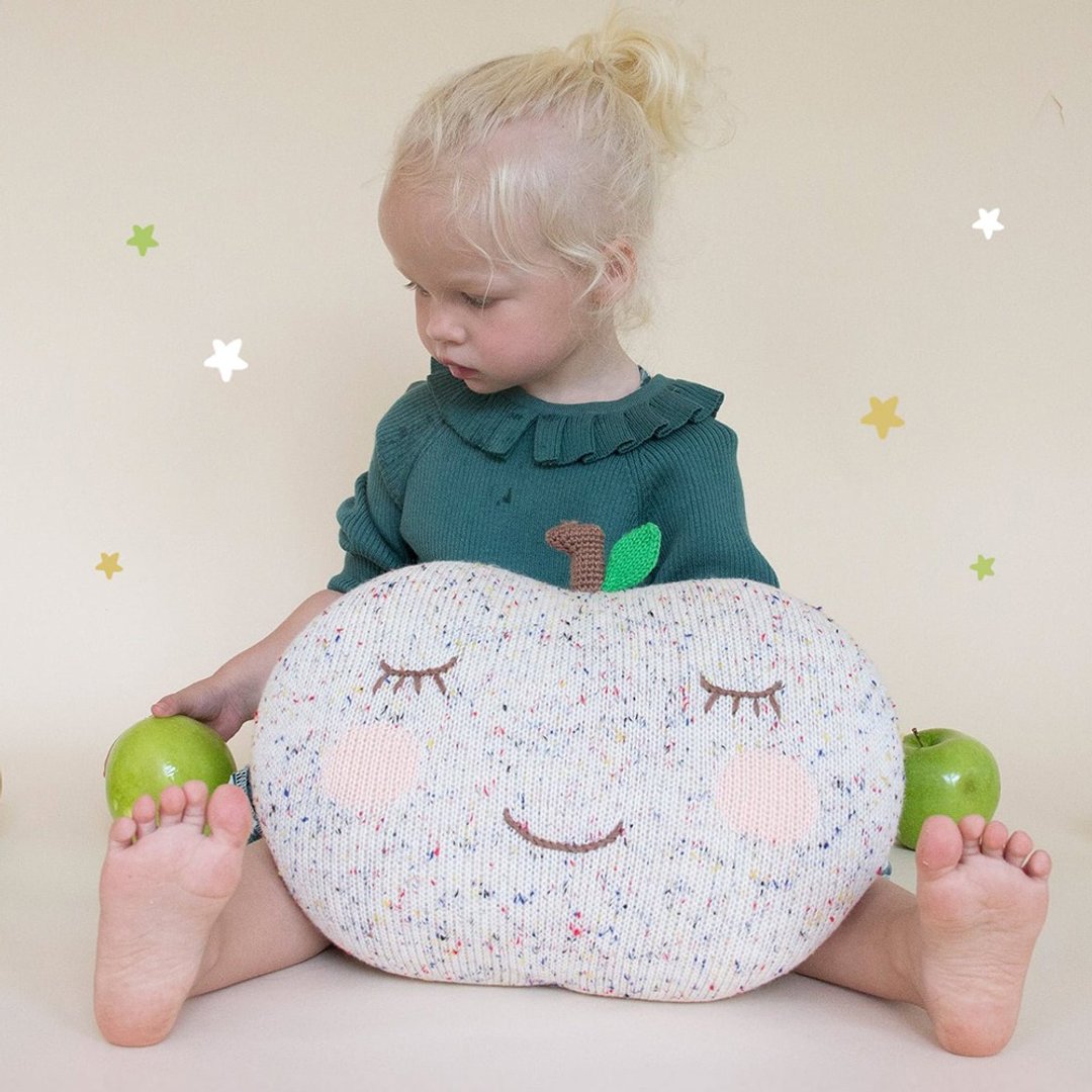 美国 Blabla Kids | 手工制针织造型抱枕 - 苹果 - 儿童家具 - 棉 白色