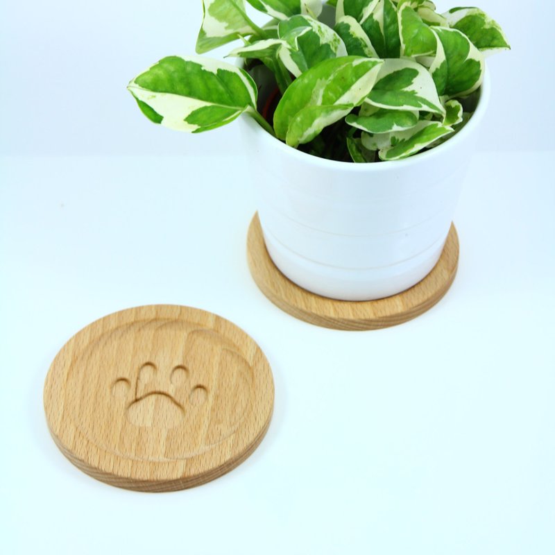 毛小孩肉球(无内球)－原木杯垫 - 浅碟/小碟子 - 木头 金色