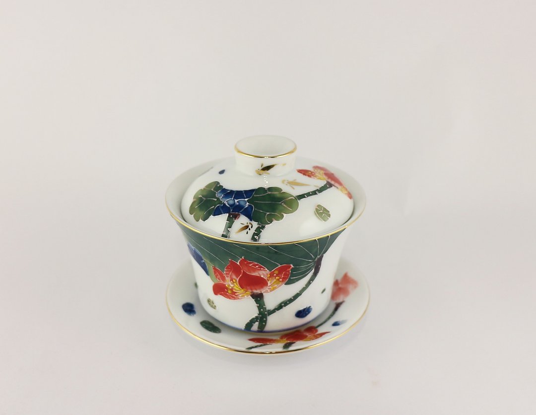 纯手绘茶杯-和气生财(三件式盖杯) - 茶具/茶杯 - 瓷 多色