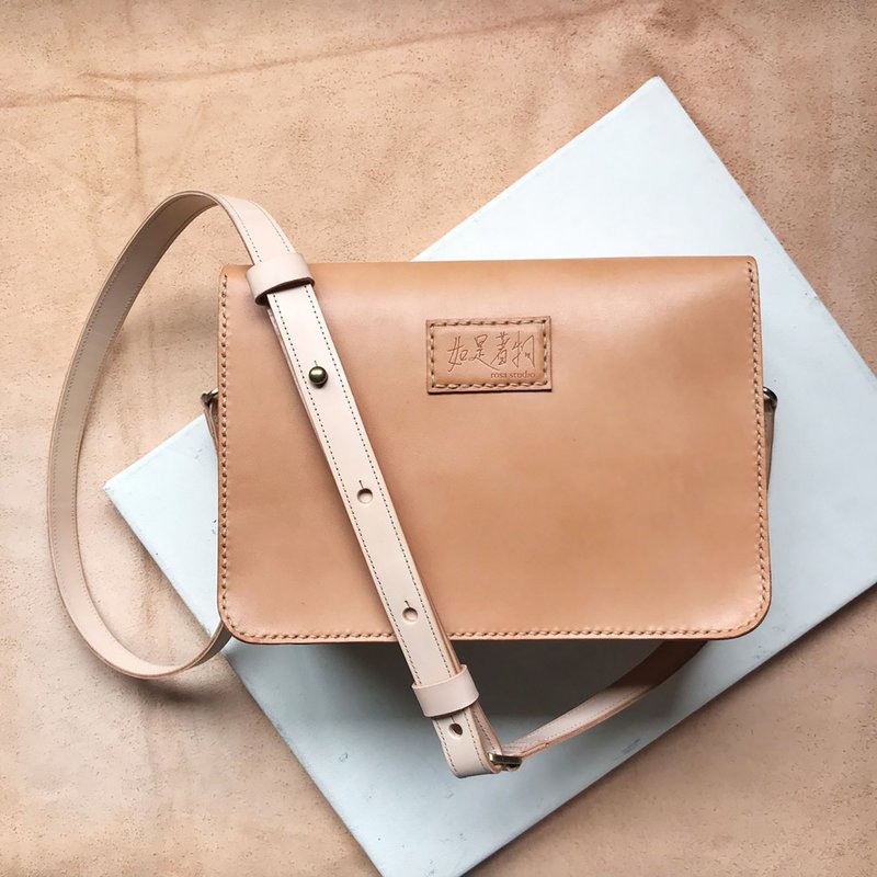 复古方包_双隔层_隐形磁扣大开口_浅棕 - 侧背包/斜挎包 - 真皮 橘色