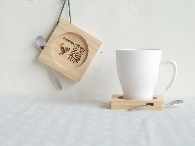 生肖鷄 创意杯垫 动物12生肖鷄  生日 祝福 毕业  纪念 礼物 - 摆饰 - 木头 