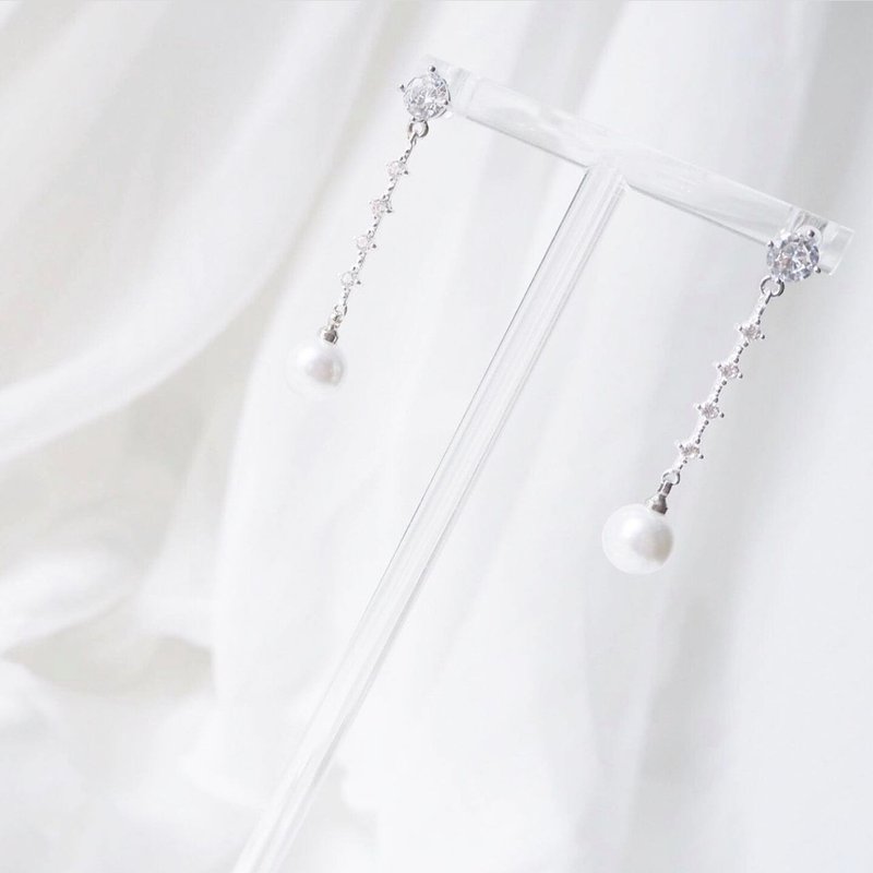 新娘耳环 新娘耳夹 生日礼物 优雅 耳环 耳夹 定制化 定制 - 耳环/耳夹 - 其他金属 白色