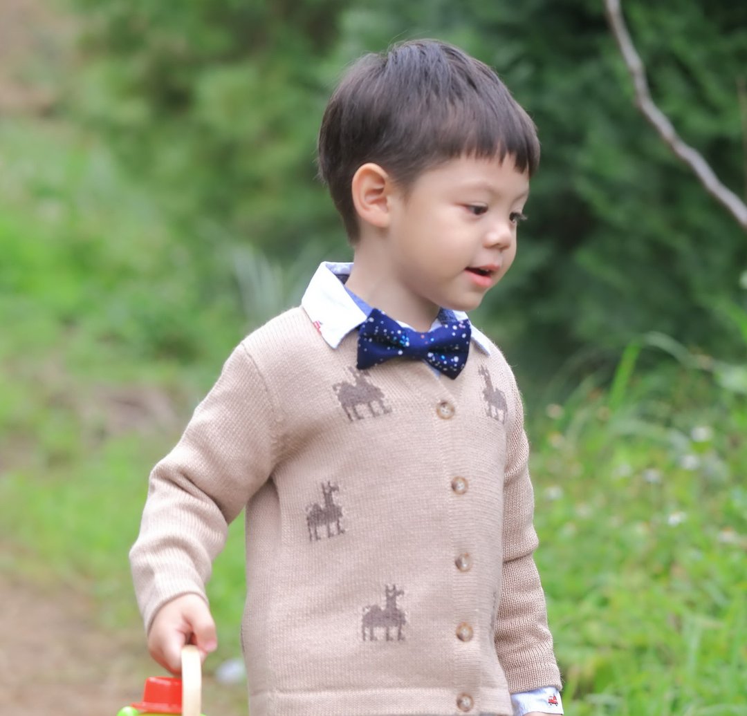 【羊驼蔓蔓】秘鲁手工100%幼羊驼男/女童针织外套 - 童装外套 - 羊毛 金色