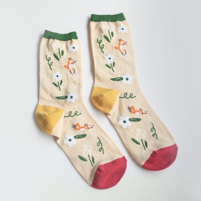 狐吉花园 | 插画棉袜 - 袜子 - 棉．麻 