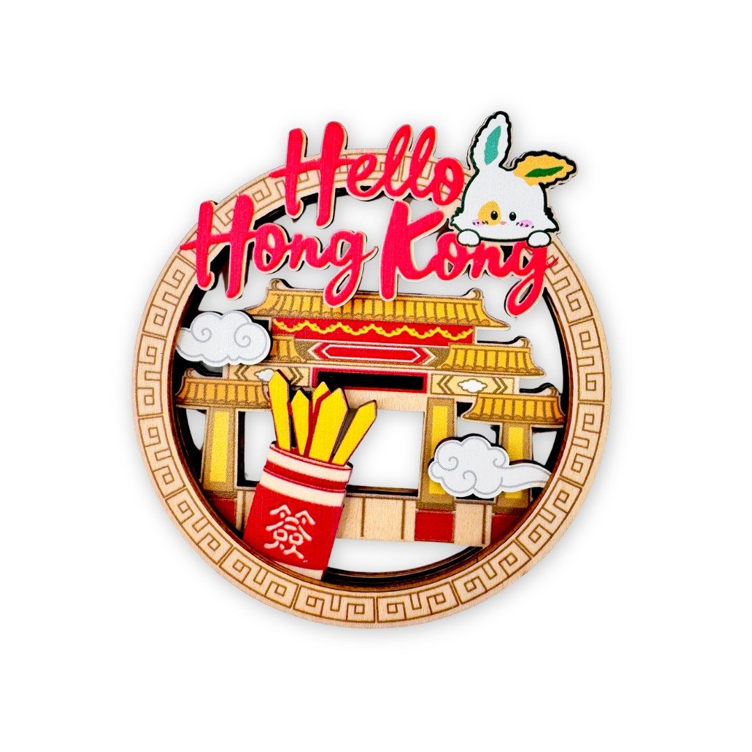 香港景点磁石贴 - 黄大仙庙 - 冰箱贴/磁贴 - 木头 多色