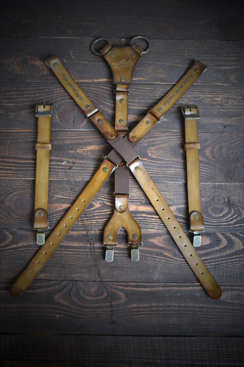 Mens Suspenders, leather suspenders, personalized giftss, Handmade Suspender, We - 皮带/腰带 - 真皮 