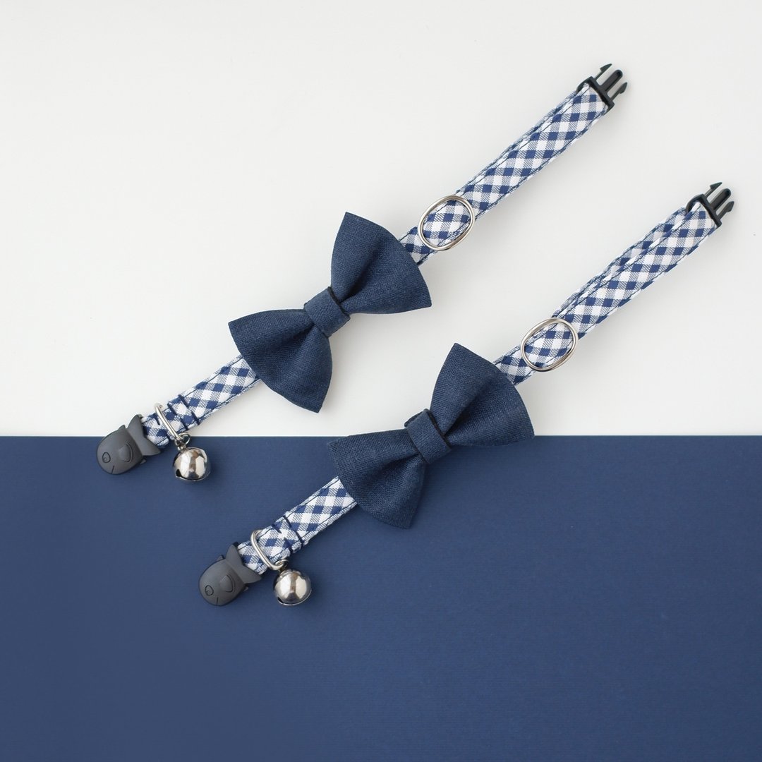 Blueberry Breakaway Cat Collar - 项圈/牵绳 - 棉 蓝色