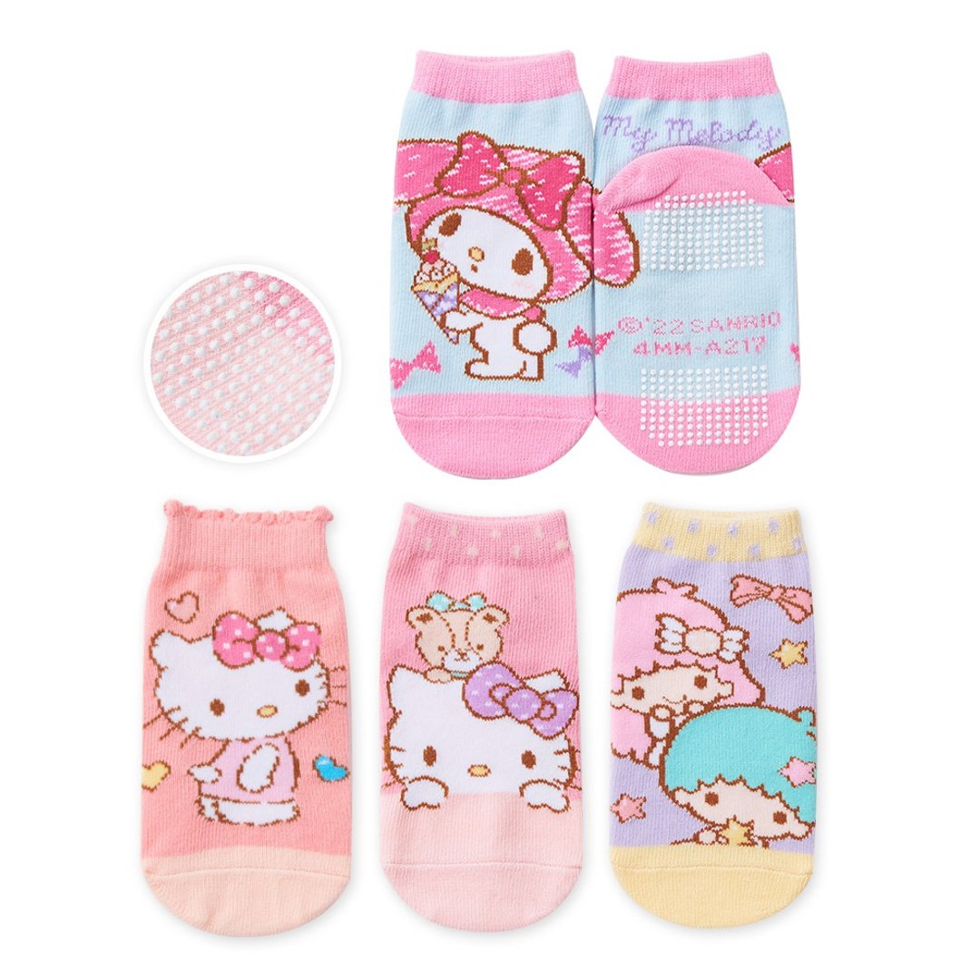 【ONEDER旺达】三丽鸥Kitty 美乐蒂 双子星幼童止滑袜 台湾制童袜 - 袜子 - 其他材质 