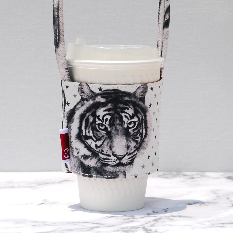 Be Brave 老虎饮料提袋 - 随行杯提袋/水壶袋 - 棉．麻 灰色