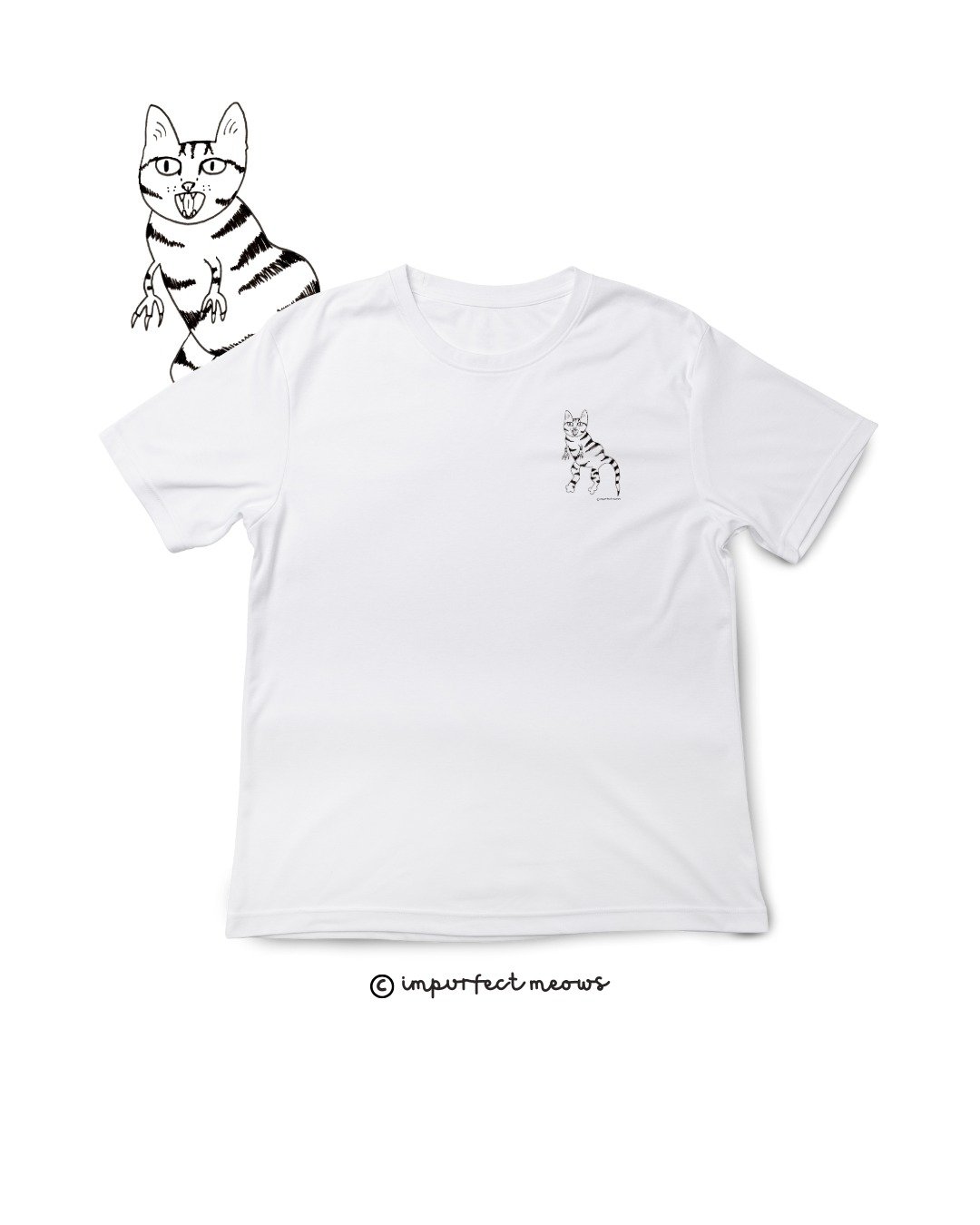 不完美猫咪 Impurfect Meows | 暴龙猫T-Shirt - 白 - 中性连帽卫衣/T 恤 - 棉 白色