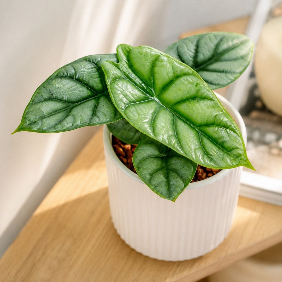 银龙观音莲 莫兰迪色系直纹陶盆 室内植物 观叶植物 礼物 盆栽 - 植栽/盆栽 - 植物．花 白色
