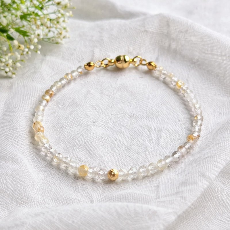 【日本制造】金红石手链 – 磁吸扣环 / 医疗级不锈钢材质（低过敏性） - 手链/手环 - 宝石 金色