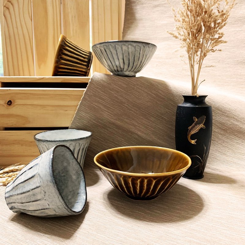 TOJIKI TONYA美浓手作茶碗 汤吞杯 茶杯 - 茶具/茶杯 - 陶 卡其色