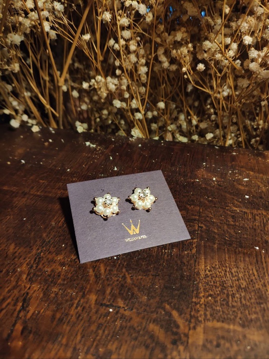 CreamyWhite_William&Feb.联名古典耳环_24K金/珍珠花钻 - 耳环/耳夹 - 24k 金 金色