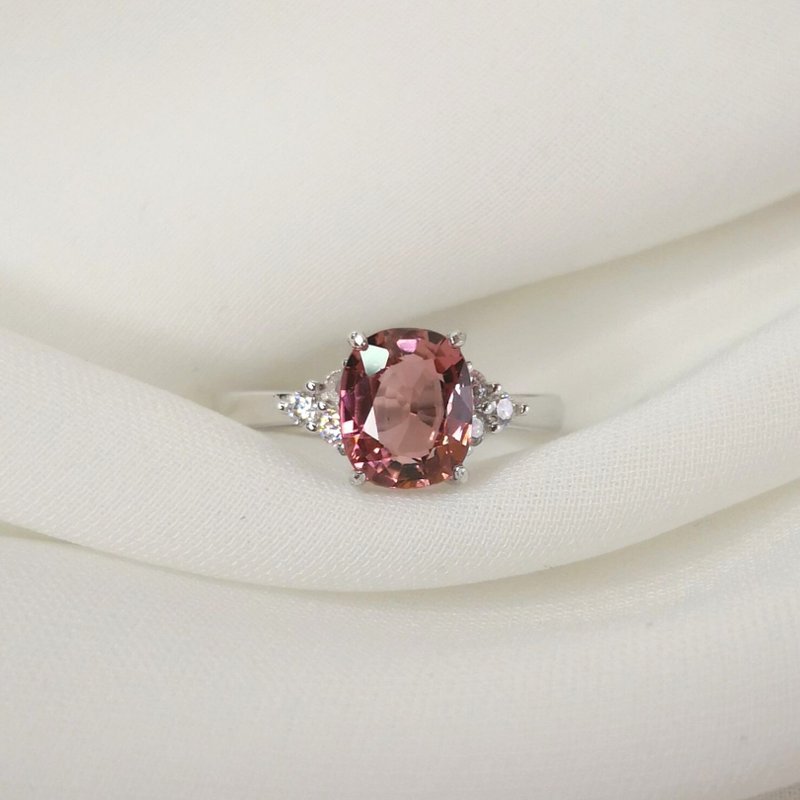 【碧玺】高品质 晶体透彻 气质 简约 质感 轻珠宝 - 戒指 - 纯银 粉红色