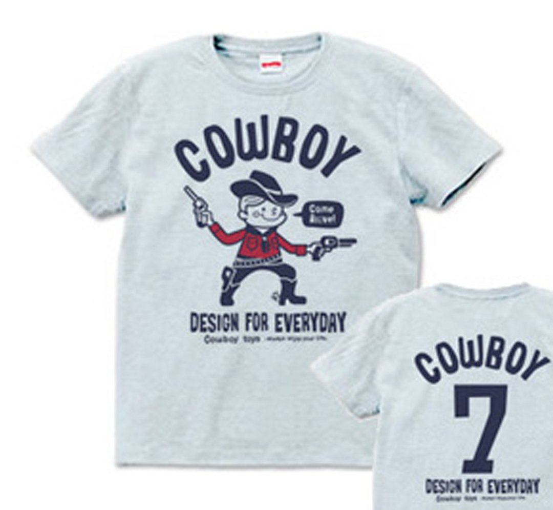 Cowboy Numbering American Retro S-XL T-shirt [Made to order] - 中性连帽卫衣/T 恤 - 棉 灰色