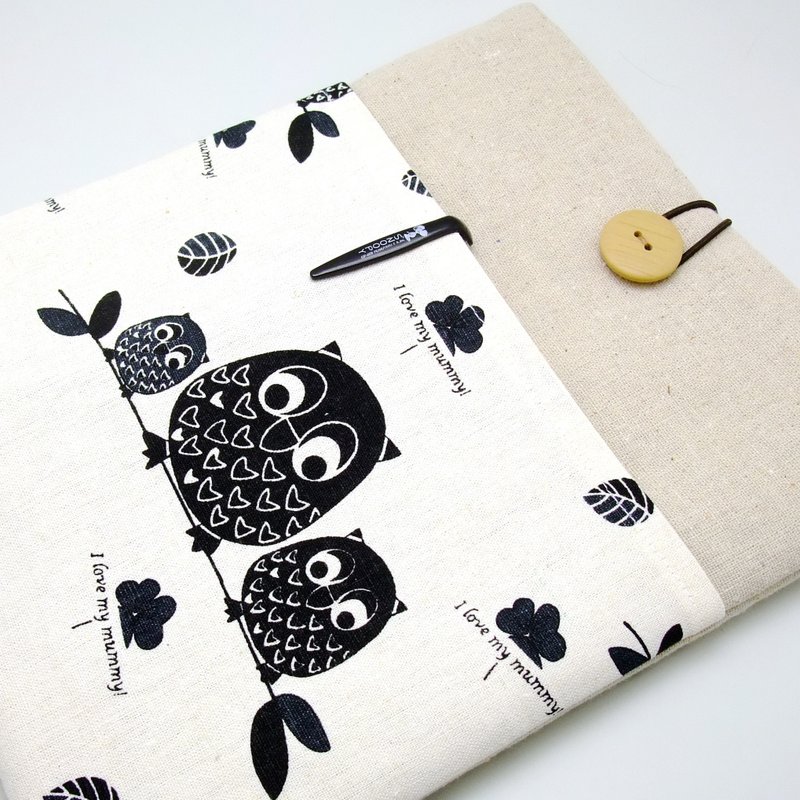 定制化电脑保护套 笔电包 电脑包 平板套 - 黑色猫头鹰 (M-196) - 电脑包 - 棉．麻 灰色
