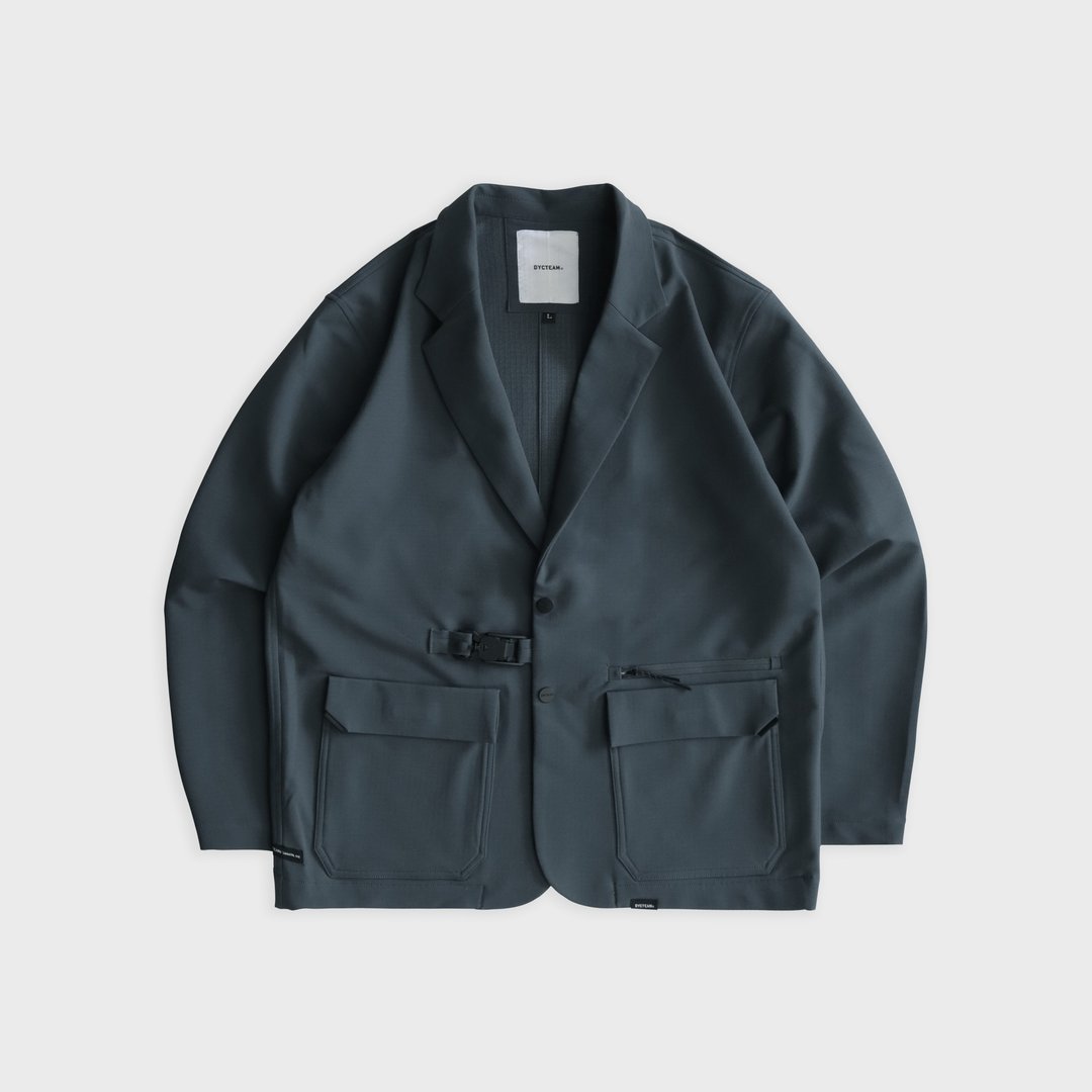 DYCTEAM - RePET Buckle Loose blazer (gray blue) - 男装西装外套 - 其他材质 蓝色