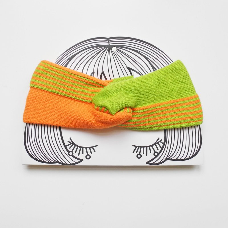 【经典商品】Mathilda 法式手工发带-橘/草绿 - 发饰 - 棉．麻 橘色